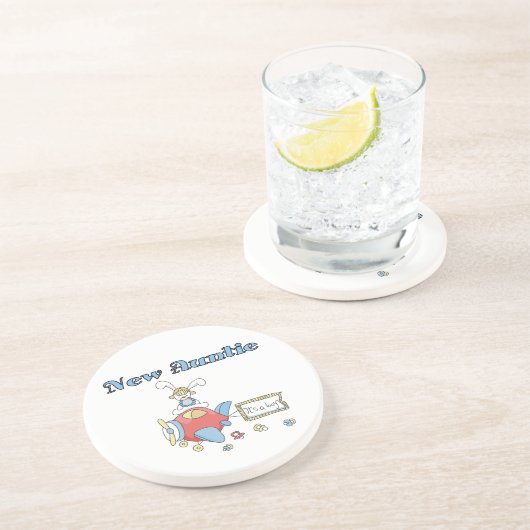 飛行機Tシャツとギフトの新しい叔母 コースター (側面)