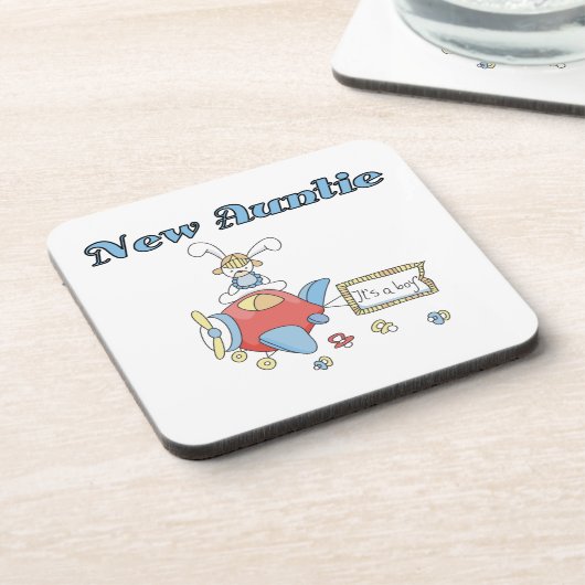 飛行機Tシャツとギフトの新しい叔母 コースター (左側)