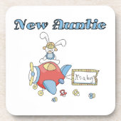 飛行機Tシャツとギフトの新しい叔母 コースター (正面)