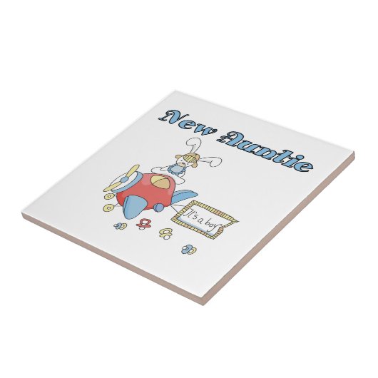 飛行機Tシャツとギフトの新しい叔母 タイル (側面)