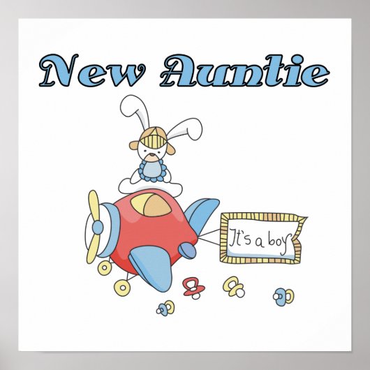 飛行機Tシャツとギフトの新しい叔母 ポスター (正面)
