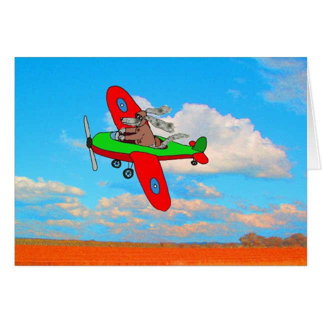 "飛行犬"の空白のなカード、ユーモア (正面横)
