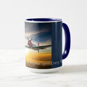 「飛行用の燃料：一口おきでかけ高く舞い上がる！」 マグカップ (正面右)