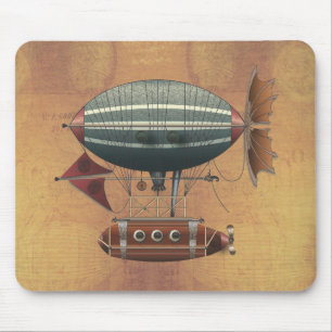 飛行船のアリューシャンのSteampunkの航空機 マウスパッド