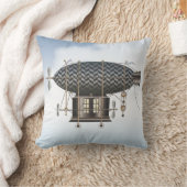 飛行船の小柄いNoir Steampunkの航空機 クッション (ブランケット)