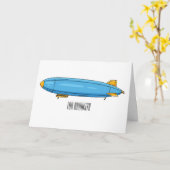 飛行船の漫画イラストレーション カード (黄色い花)