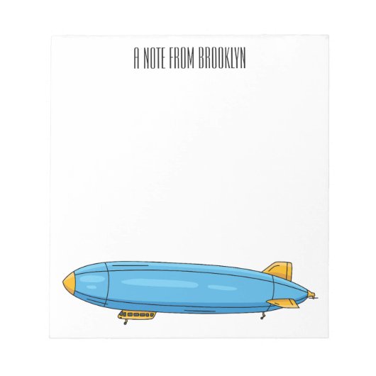 飛行船の漫画イラストレーション ノートパッド (正面)