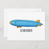 飛行船の漫画イラストレーション ポストカード (正面/裏面)