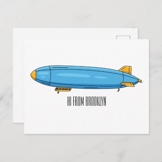 飛行船の漫画イラストレーション ポストカード (正面/裏面)