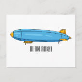 飛行船の漫画イラストレーション ポストカード (正面)