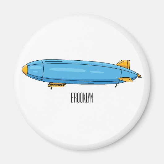 飛行船の漫画イラストレーション マグネット (正面)