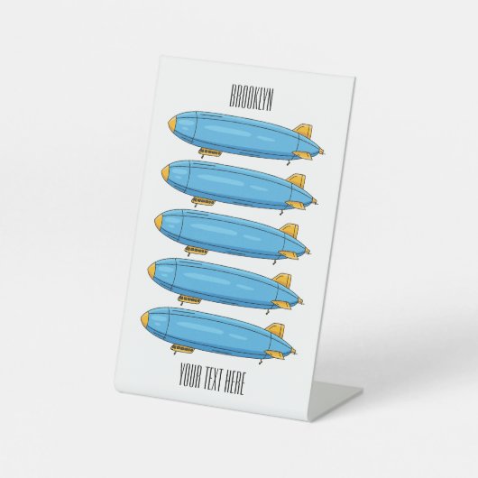 飛行船の漫画イラストレーション 台座サイン (正面)