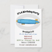 飛行船の漫画イラストレーション 招待状 (正面)