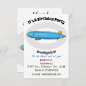 飛行船の漫画イラストレーション 招待状 (正面/裏面)