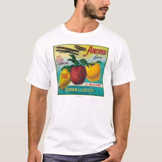 飛行船のAppleの木枠LabelWatsonville、カリフォルニア Tシャツ (正面)