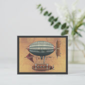 飛行船アリューシャン飛んでいるスチームパンク機 ポストカード (スタンド正面)