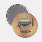 飛行船アリューシャン飛んでいるスチームパンク機 マグネット (正面/裏面)