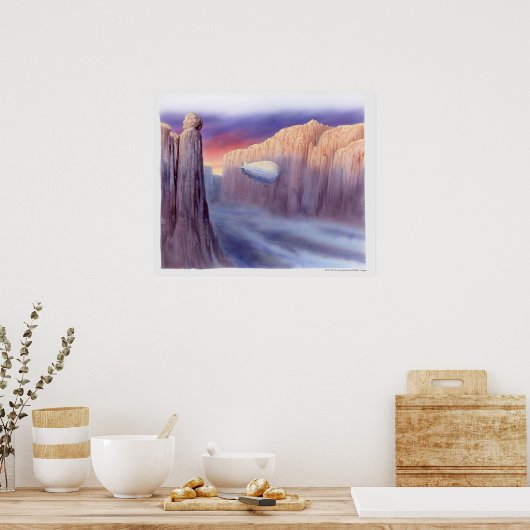 飛行船イラストレーション旅行 ポスター (キッチン)