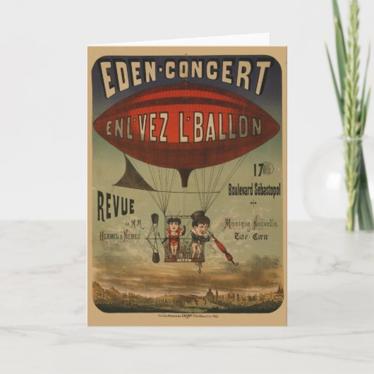 飛行船フランスので2人のパフォーマーのサーカスのポスター カード (正面)