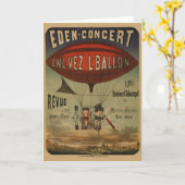 飛行船フランスので2人のパフォーマーのサーカスのポスター カード (黄色い花)