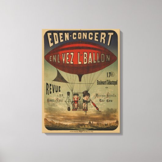 飛行船フランスので2人のパフォーマーのサーカスのポスター キャンバスプリント (正面)