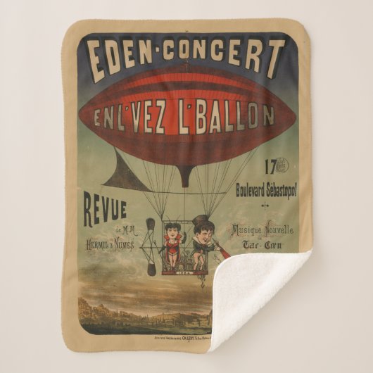 飛行船フランスので2人のパフォーマーのサーカスのポスター シェルパブランケット (正面)