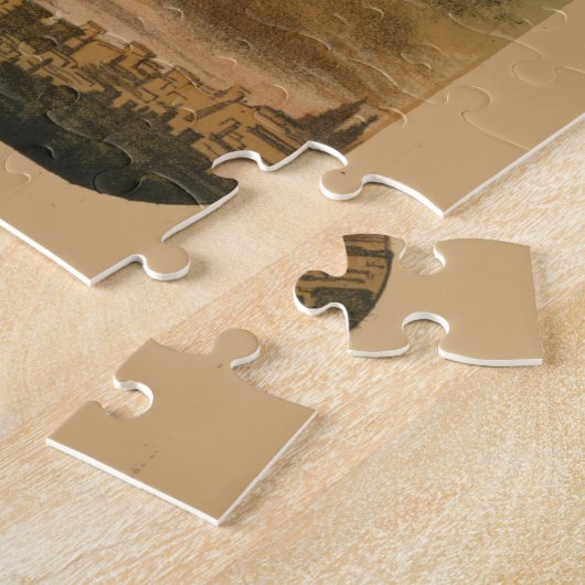 飛行船フランスので2人のパフォーマーのサーカスのポスター ジグソーパズル (側面)