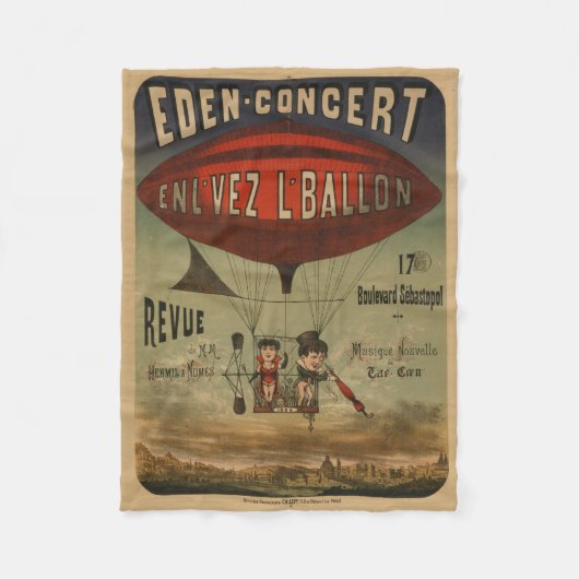 飛行船フランスので2人のパフォーマーのサーカスのポスター フリースブランケット (正面)