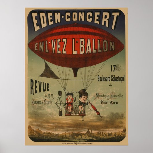 飛行船フランスので2人のパフォーマーのサーカスのポスター ポスター (正面)