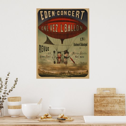 飛行船フランスので2人のパフォーマーのサーカスのポスター ポスター (キッチン)
