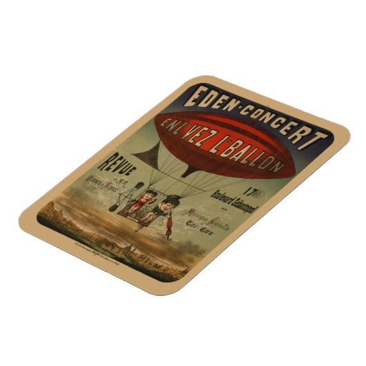 飛行船フランスので2人のパフォーマーのサーカスのポスター マグネット (左側)