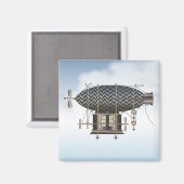 飛行船プティートノワールSteampunk飛んでいる機械 マグネット (正面/裏面)