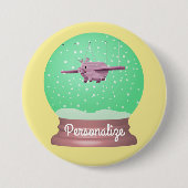 飛行豚のスノーグローブボタン 缶バッジ (正面)