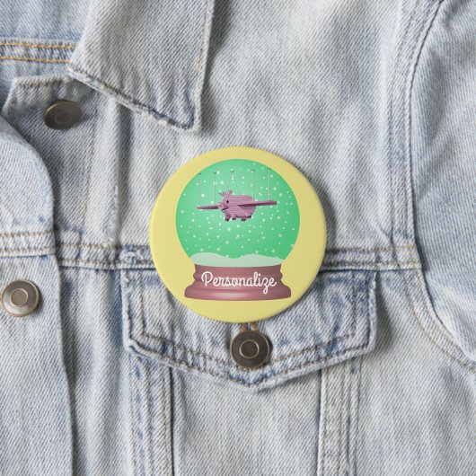 飛行豚のスノーグローブボタン 缶バッジ (インサイチュ)