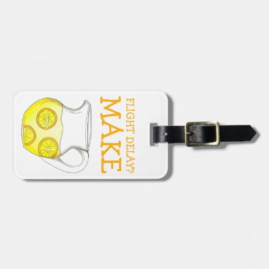 飛行遅延?レモネードイエローおもしろいレモンを作る ラゲッジタグ (正面横)