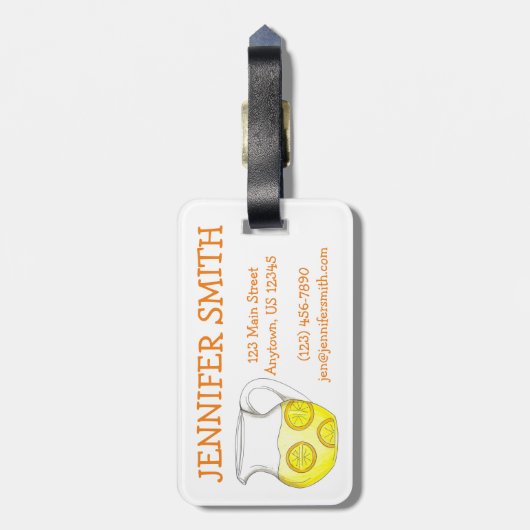 飛行遅延?レモネードイエローおもしろいレモンを作る ラゲッジタグ (裏面縦)
