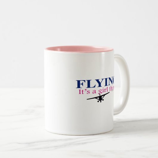 飛行: それは飛行の花型女性歌手メリーフォードによって女の子の事行います ツートーンマグカップ (正面右)
