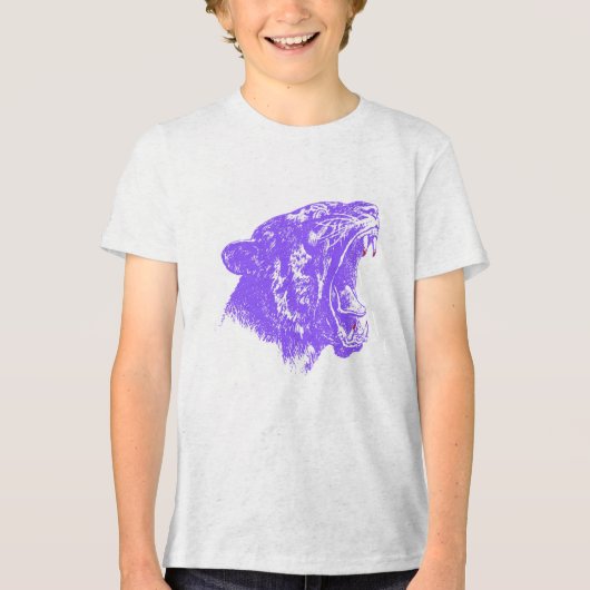 飛躍するネコ: 肉球と爪痕 トライブレンドTシャツ (正面)