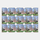 飛飛んでいる行鳩と雲 ラッピングペーパーシート (正面3)
