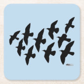 飛飛んでいる行鳩 スクエアペーパーコースター (正面)