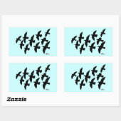 飛飛んでいる行鳩 長方形シール (シート)