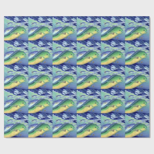 飛魚座を追跡するMahi Mahi (イルカの魚) ラッピングペーパー (フラット)