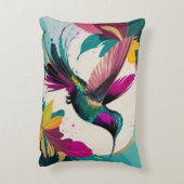 飛鮮やか行中のハミングバード:熱帯抽象芸術 アクセントクッション (裏面(縦))