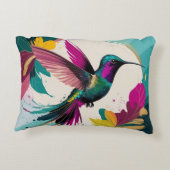 飛鮮やか行中のハミングバード:熱帯抽象芸術 アクセントクッション (裏面)