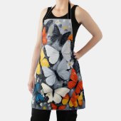 「飛鮮やか行：アクリル数々の色の蝶 エプロン (インサイチュ)