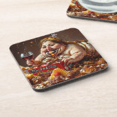 「食いしん病の女王」カラフルポートレート コースター (左側)