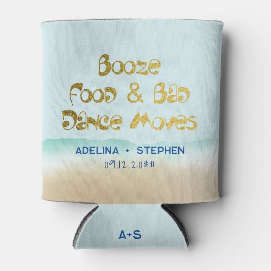 食おもしろいべ物とダンスの悪い動きのビーチ結婚式 缶クーラー (正面)