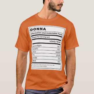 食おもしろい品ラベル女性具材DONNA Tシャツ