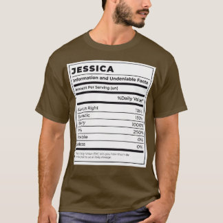 食おもしろい品ラベル女性食材JESSICA Tシャツ