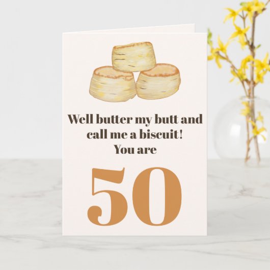 食おもしろい品引用文50th誕生日カード カード (黄色い花)